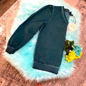 NEW! Teal Stained Pullover Sweatshirt
